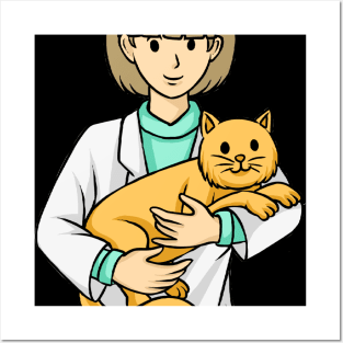 Cat With Vet Veterinarian Cats Posters and Art